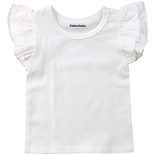 Infant Toddler Baby Girl Top Basic Plain Ruffle T-Shirt Blouse Casual Clothes