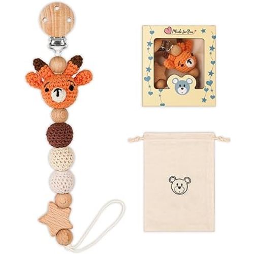 Pacifier Clip, Cute Animal Pacifier Holder Clip for Boys and Girls, Most Pacifiers, Baby Teethers, Baby Shower and Baby Essentials(Deer)