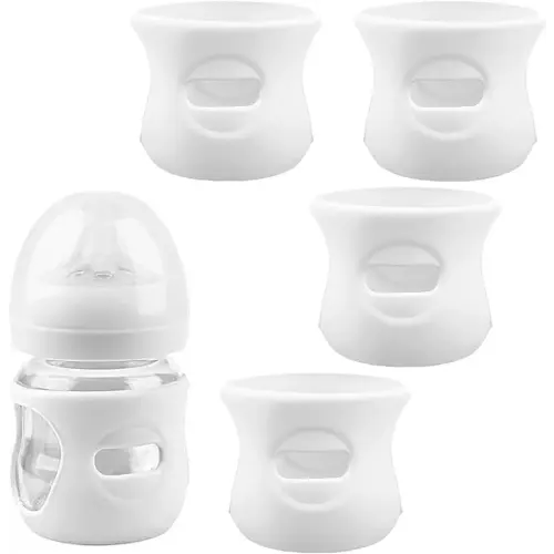 4 Pack Silicone Sleeves for Avent Natural Glass Baby Bottles, Anti Breakage Glass Bottle Holder, Compatible with Philips Avent Glass Natural Baby Bottle (Milk White, 4 OZ)