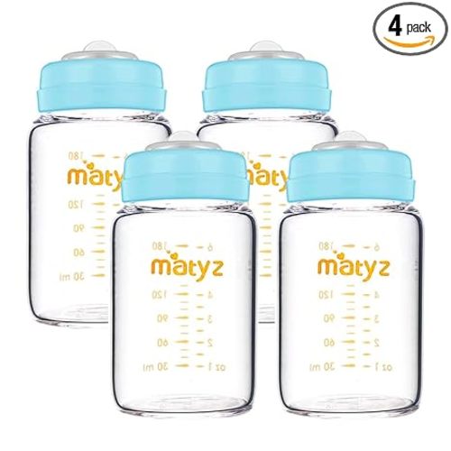 4-PACK Wide Mouth Glass Breast Milk Storage Containers With Lids (Blue, 6 Oz Each) - Glass Freezer Safe Breastmilk Storage Bottles - Breast Pump Accessories For Medela Spectra Avent Breast Pumps