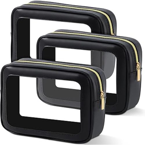 YOPCDJ 3PCS Diaper Bag Organizer Pouch Set, TSA Approved Toiletry Bag，Clear Waterproof TPU Makeup Bag Set Travel Organizer Bags for Women and Kids