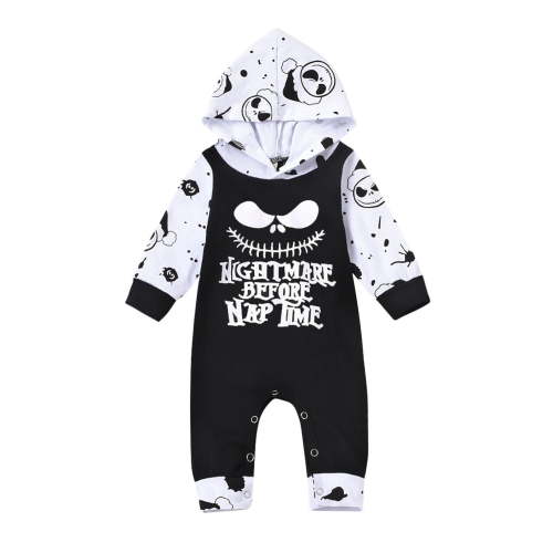 WIBACKER Newborn Baby Boys Girls Skull Halloween Hooded Jumpsuit Long Sleeve Hoodie Romper