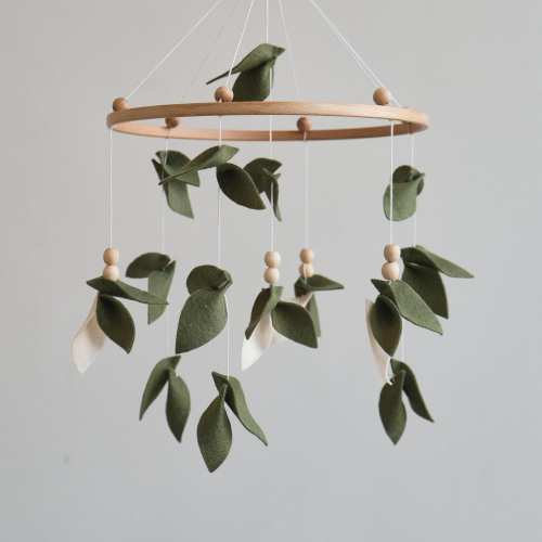 Forest Baby Mobile: Felt Leaf Woodland Nursery Decor