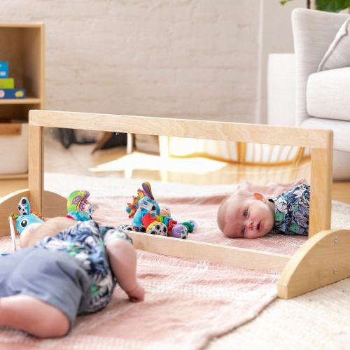 ECR4Kids Toddler Wooden Single-Sided Bi-Directional Mirror, Kids Furniture, Natural