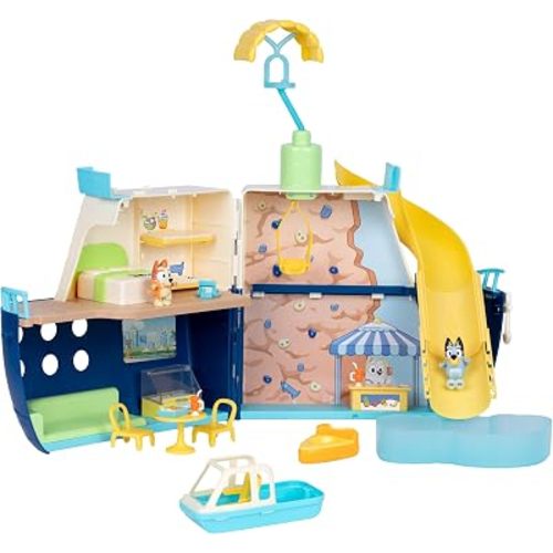 BLUEY Cruise Ship Playset with Slide, 15+ Accessories, 2 Figures