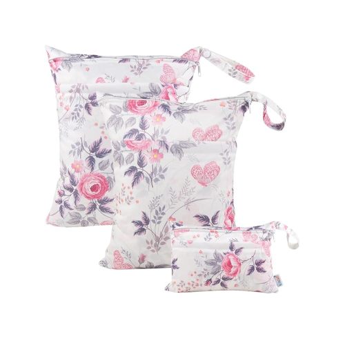 ALVA ALVABABY 3pcs Baby Cloth Diaper Wet Dry Bags Waterproof Reusable with Two Pockets|Travel Beach Pool Daycare Soiled Baby Items Yoga Gym Bag for Swimsuits or Wet Clothes 3L-H066