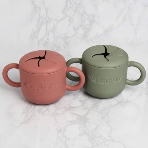 Custom Name Silicone Baby Snack Cup With Handle, No Spill Personalized Engraved Toddler Training Cup for Newborn Baby Shower or New Mom Gift - Etsy