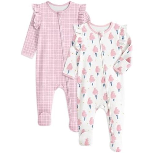 Yoofoss Baby Sleepers Baby Girl Clothes 100% Cotton Pajamas for Newborn 0-3 3-6 6-9 Months Sleep and Play Pjs