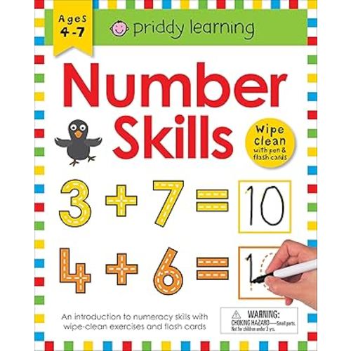 Wipe Clean Workbook: Number Skills (enclosed spiral binding): Ages 4-7; wipe-clean with pen & flash cards (Wipe Clean Learning Books)