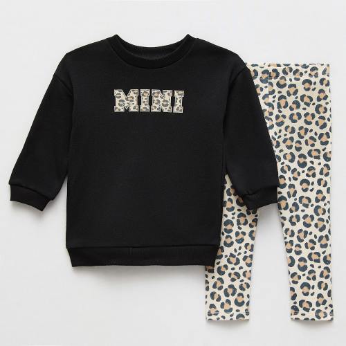 Okie Dokie Baby Girls 2-pc. Legging Set, Color: Black Cream Beige - JCPenney