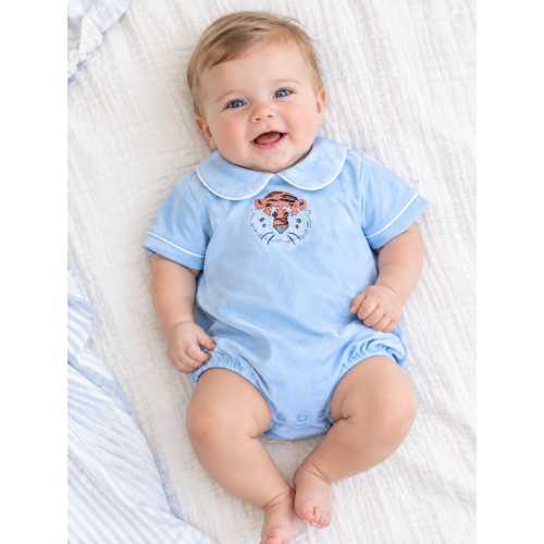 Auburn Tiger Baby Bubble Romper, Embroidered Football Outfit, Game Day Clothes