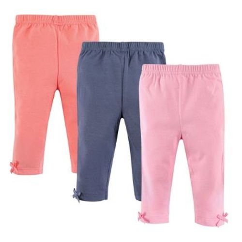Hudson Baby Infant and Toddler Girl Cotton Leggings 3pk, Light Pink Blue, 5 Toddler