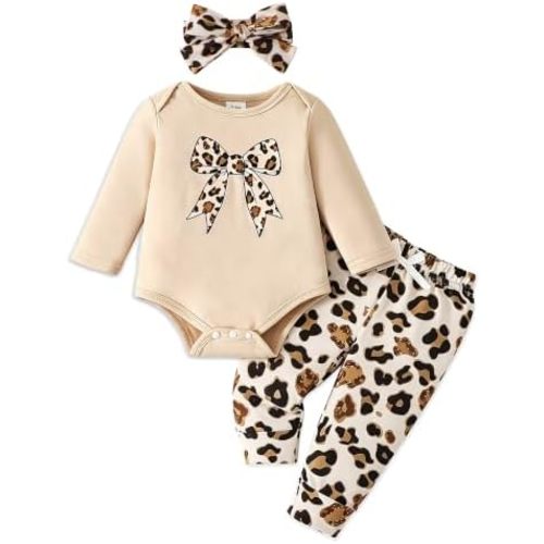 Newborn Infant Baby Girl Clothes Outfits Fall Winter Romper 3PCS Pant Sets