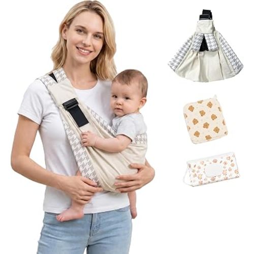 Baby Sling Carrier, Ergonomic M-Leg Soft Cotton Fit with Wide Padded Straps