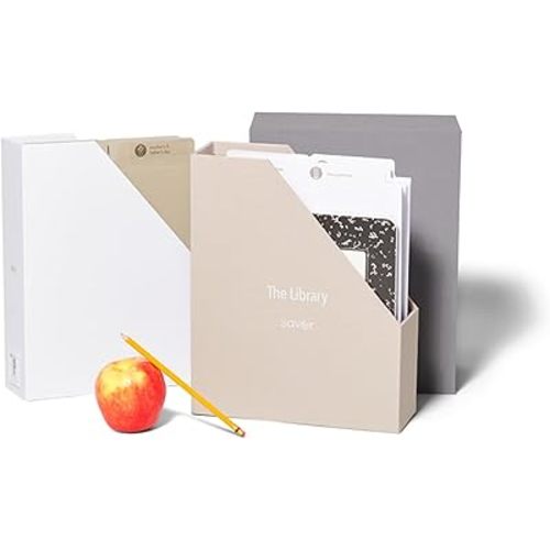 Savor | Deluxe School Years Keepsake Box | Fabric Bound Acid-Free Childhood Memory Book Organizer with Labels for Birthday, Graduation, Mitzvah, Mother’s Day, & Baby Shower (Slate, Standard Style)