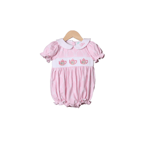 Smocked Tea Party Pink Bubble