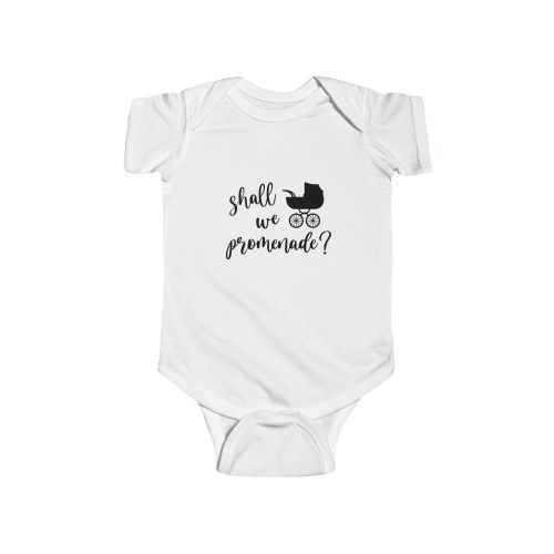 bridgerton baby onesie, shall we promenade bridgerton quote