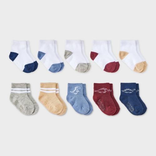 Toddler Boys' 10pk Dino Striped Ankle Socks - Cat & Jack™