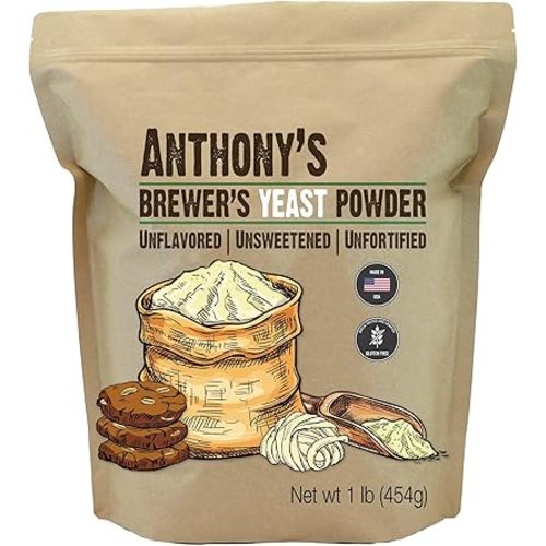 Anthony's Brewer's Yeast, 1 lb, Made in USA, Gluten Free, For Lactation Support, Unflavored, Unsweetened