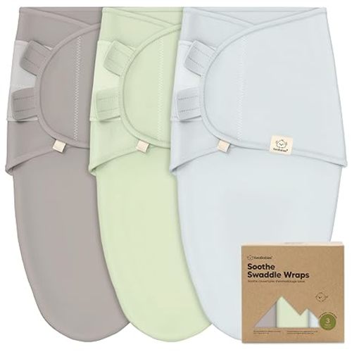 KeaBabies 3-Pack Organic Baby Swaddle Sleep Sacks - Swaddles for Newborns, Infant 0-3 Months, Baby Girls, Boys, Soft & Snug Newborn Sleep Sack, Nursery Swaddling Blankets (Ripple)