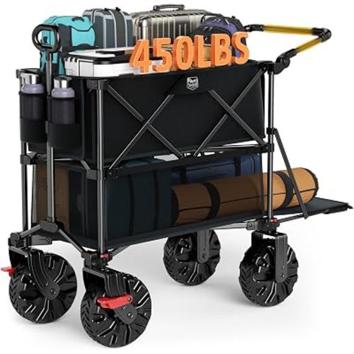 TIMBER RIDGE Push & Pull Double Decker Wagon, 400L Capacity & 450lb Load