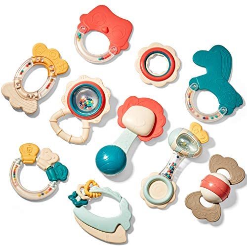 Baby Toys 3-6 Months Baby Rattle Teething Toys for Babies 0-6-12 Months 10PCS, Multisurface Texture Teethers with Storage Box, Baby Toys 6 to 12 Months Infant Toys Newborn Toys Baby Gifts