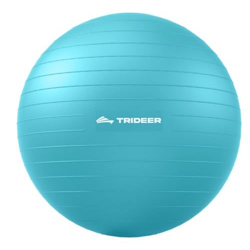 Trideer Exercise Ball for Yoga, Pilates & Fitness – Stability Ball Equipment for Home Gym & Office Chair, Core & Balance Training Accessories, Physical Therapy Equipment, Quick Pump Included, 5 Sizes
