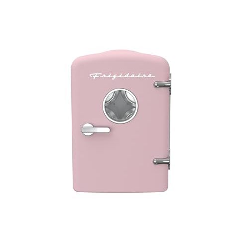 Frigidaire EFMIS171 Retro Mini Portable Personal Fridge - Ideal for Home, Office or Dorm - Includes Carrying Handle, AC/DC Wall/Car Charger (Pink)