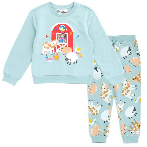 Ms. Rachel Farm Animals Fleece Sweatshirt and Jogger Pants Outfit Set Infant to Toddler