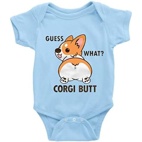 GKrepps Cute Guess What Corgi Butt Short Sleeve Newborn Romper Cute Baby Clothes