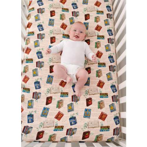 Classic Books Crib Sheet: Buttery Soft Bamboo, Bookish Nursery