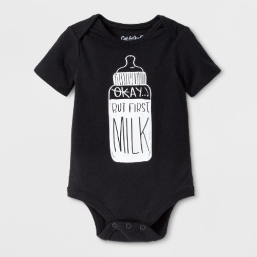 Baby 'But First, Milk' Graphic Bodysuit - Cat & Jack™ Black 0-3M