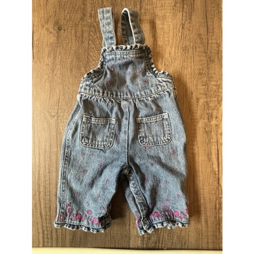 Vintage 2000s Y2k Faded Glory Baby Girl Overalls Embroidered Hearts Size 0-3m