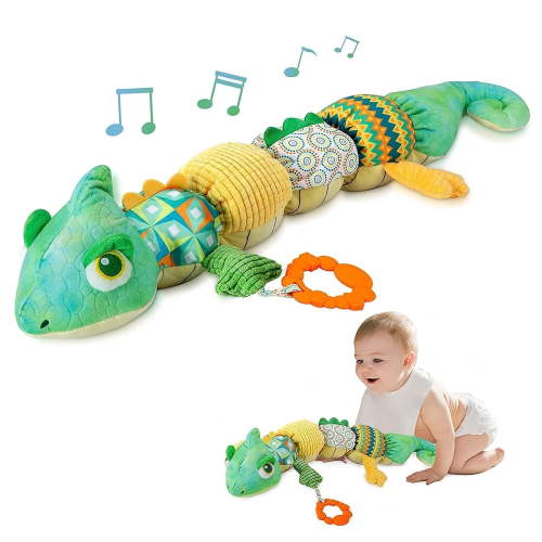 Baby Toys 0-12 Months, Musical Chameleon Infant Toy with Multi-Sensory Crinkle, Rattle and Textures, Soft Stuffed Animal Newborn Toys for 1 Year Old Boys Girls, Green