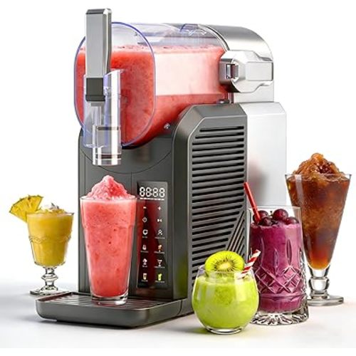 Slushie Machine, 2L/68oz Slushy Machine for Home & Party, 6 Presets Frozen Drink Maker with Self‑Cleaning & LED Display, No Ice Needed, Ideal for Margaritas, Frappés, Milkshakes