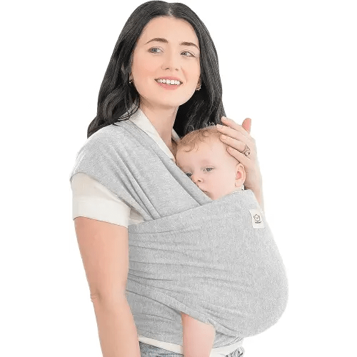 KeaBabies Baby Wrap Carrier - All in 1 Original Breathable Baby Sling, Lightweight,Hands Free Baby Carrier Sling, Baby Carrier Wrap, Baby Carriers for Newborn,Infant,Baby Wraps Carrier (Light Heather)