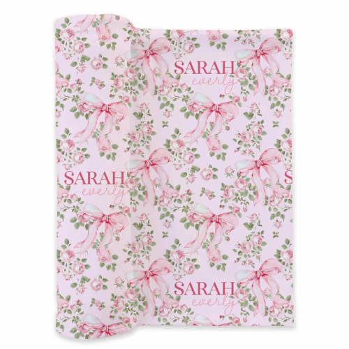 Bows in Bloom Personalized Swaddle Blanket