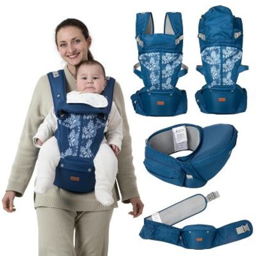 BabbleRoo 6-in-1 Baby Carrier with Hip Seat and Lumbar Support, Ergonomic & Adjustable for Newborn to Toddler with Sunshade