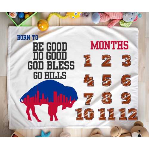 Buffalo Bills Baby Milestone Blanket: Plush Velveteen Photo Prop