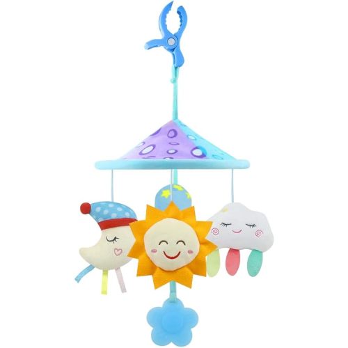 Baby pram Mobile Toys, Stroller Toys with Soft Rattle for 0 Months+ (Sky)