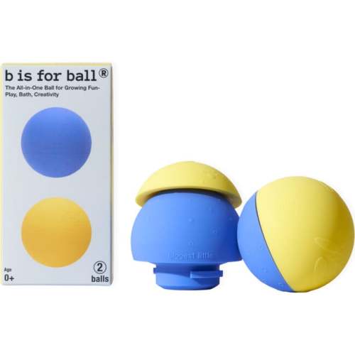 All-in-One Baby Ball Set of 2 for Sensory Bath & Play, Yellow/Navy - Biggest Little Teethers & Rattles | Maisonette