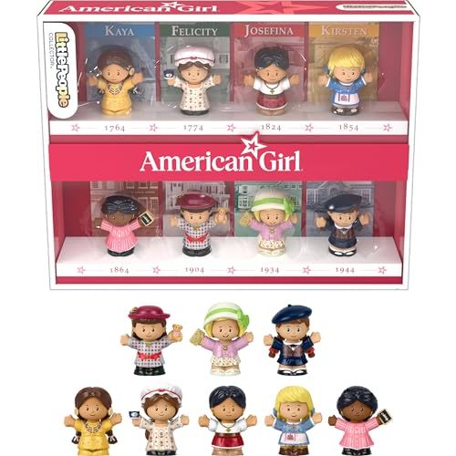 Little People Collector American Girl 40th Anniversary Special Edition Figure Set for Fans, 8 Characters in a Display Package