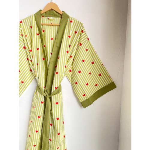 100% Pure Cotton Handmade Indian Block Print Beach Wear Bridesmaid Kimono robe Summer Robe Women's Festival Clothing Mom To Be Kimono