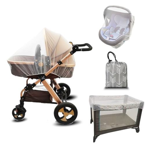 Stroller Netting Mosquito for Baby, Sewn in Pouch, Toddler Mosquito Net for Stroller with Storage Bag, Infant car seat mesh net, Black