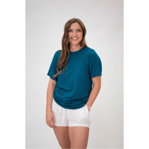 The Cameron Unisex Nursing and Skin to Skin Shirt in Deep Teal – Lila