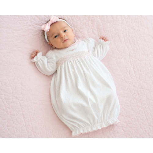 Baby Girl's Pink Dots Hand Smocked Daygown
