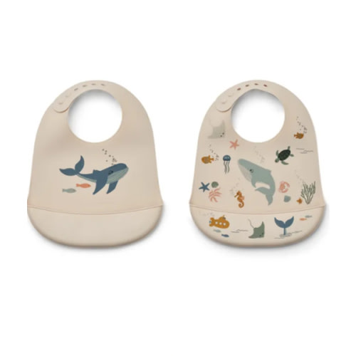 Liewood - Tilda silicone bibs - Set of 2 - Sea creature/Sandy | Smallable