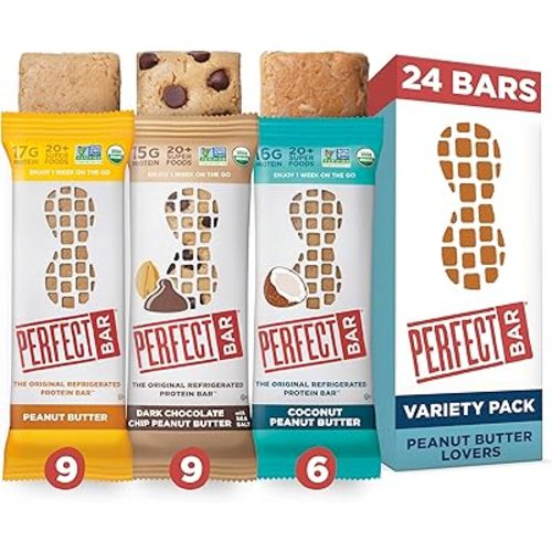 Perfect Bar Original Refrigerated Protein Bar, Peanut Butter Lover's Variety Bundle, 2.2 - 2.5 Ounce Bar, 8 Count (Pack of 3)