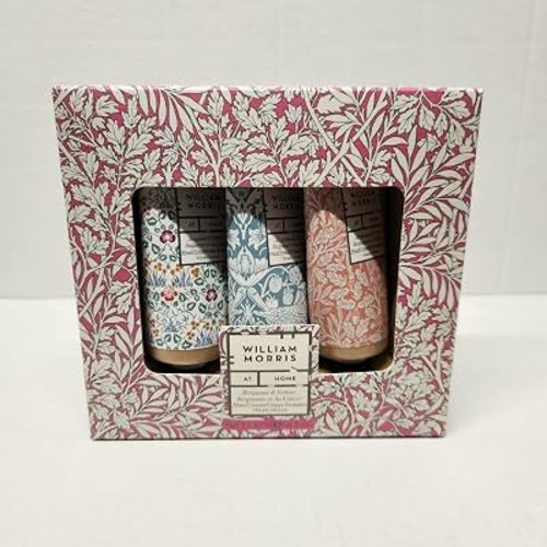 Heathcote & Ivory William Morris At Home Pink Foliage Bergamot & Vetiver Hand Cream Trio