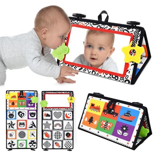 Amazon.com: Dr.Rapeti Tummy Time Floor Mirror for Baby Infant Toddler Kids Black and White High Contrast Baby Toy with Teethers Floor Activity Toy Washable Non-Toxic : Baby